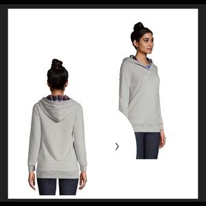 Lands End pull over hoodie with button front